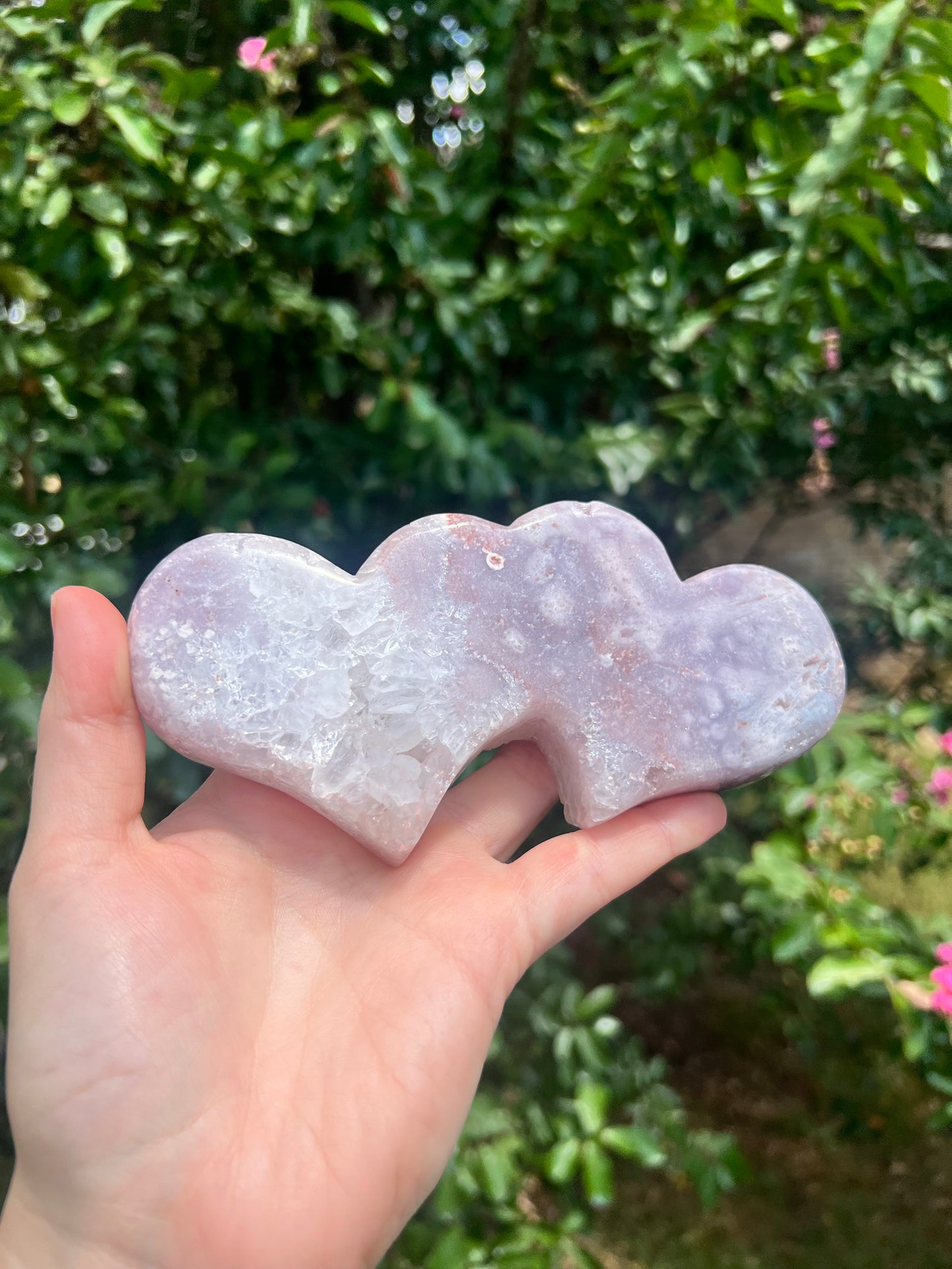 Pink Amethyst Double Hearts