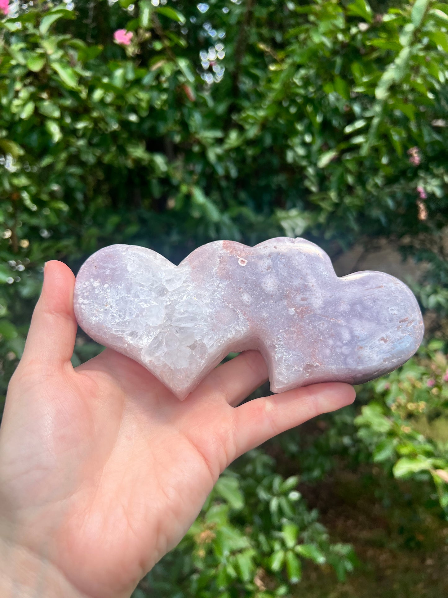 Pink Amethyst Double Hearts