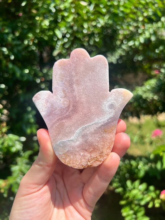 Pink Amethyst Hamsa