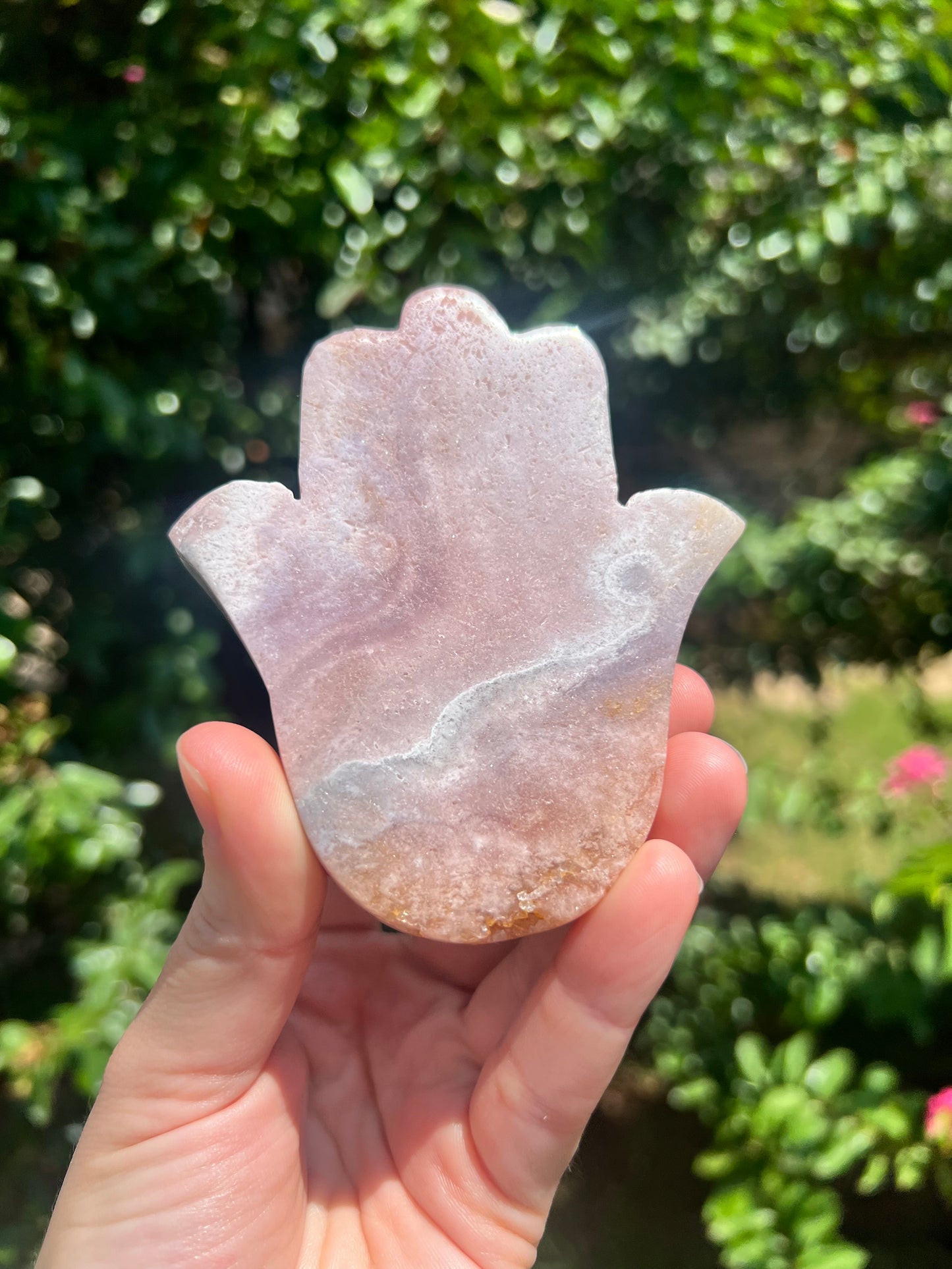 Pink Amethyst Hamsa