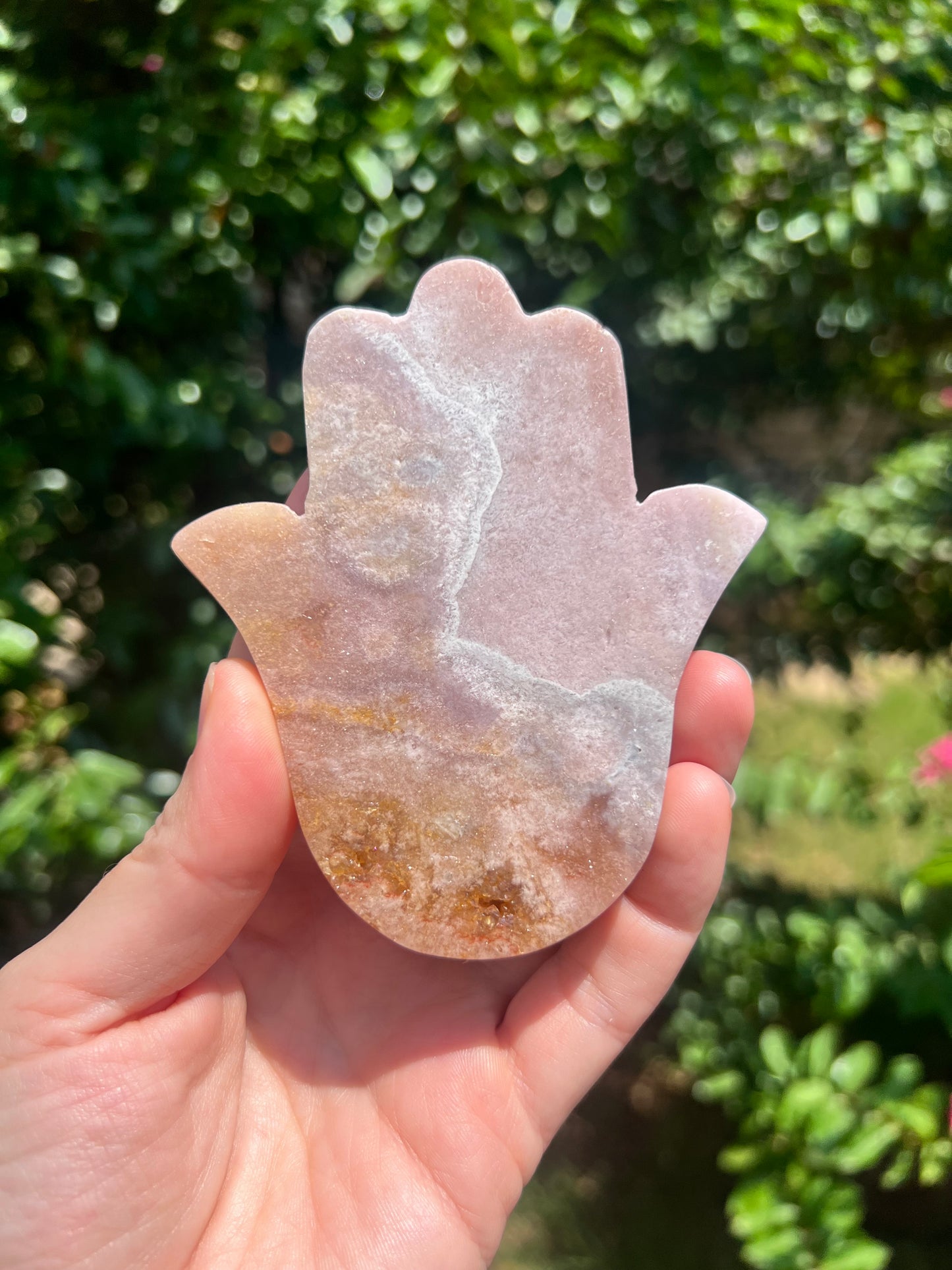 Pink Amethyst Hamsa