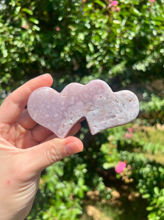 Pink Amethyst Double Hearts