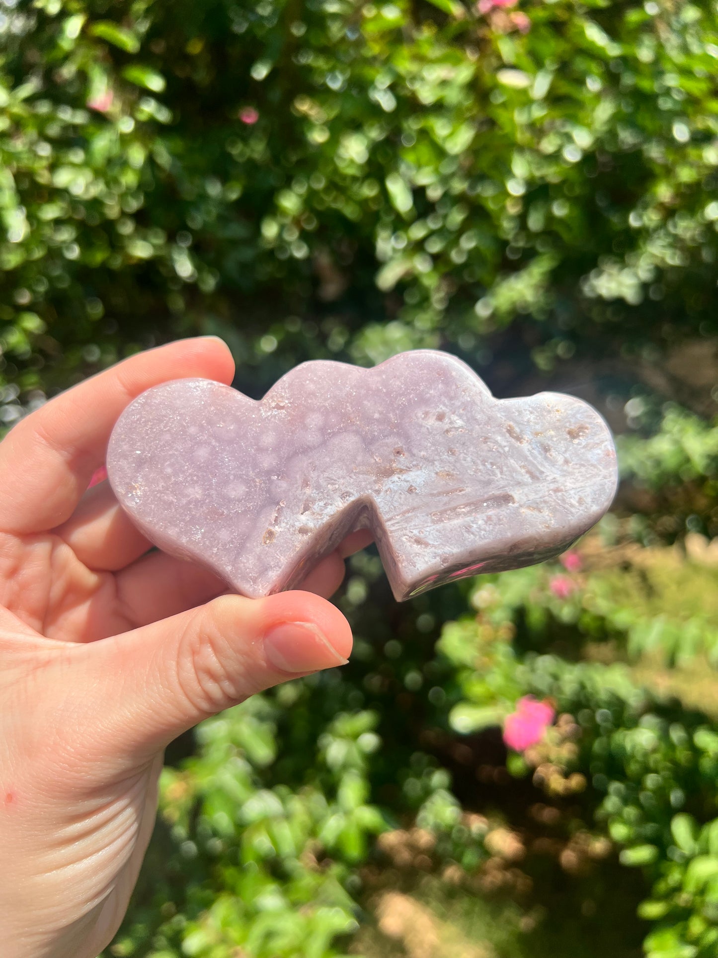 Pink Amethyst Double Hearts