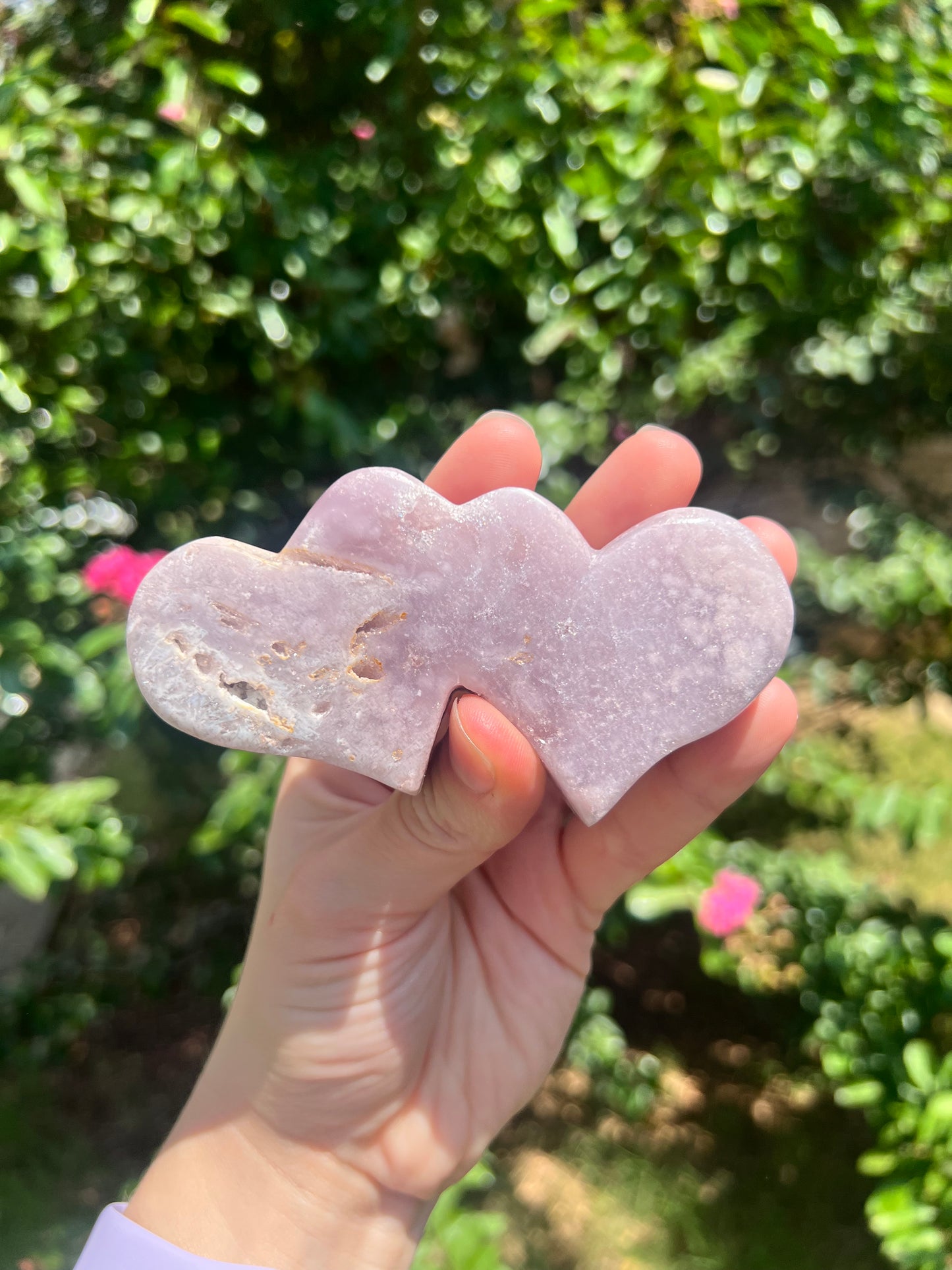 Pink Amethyst Double Hearts